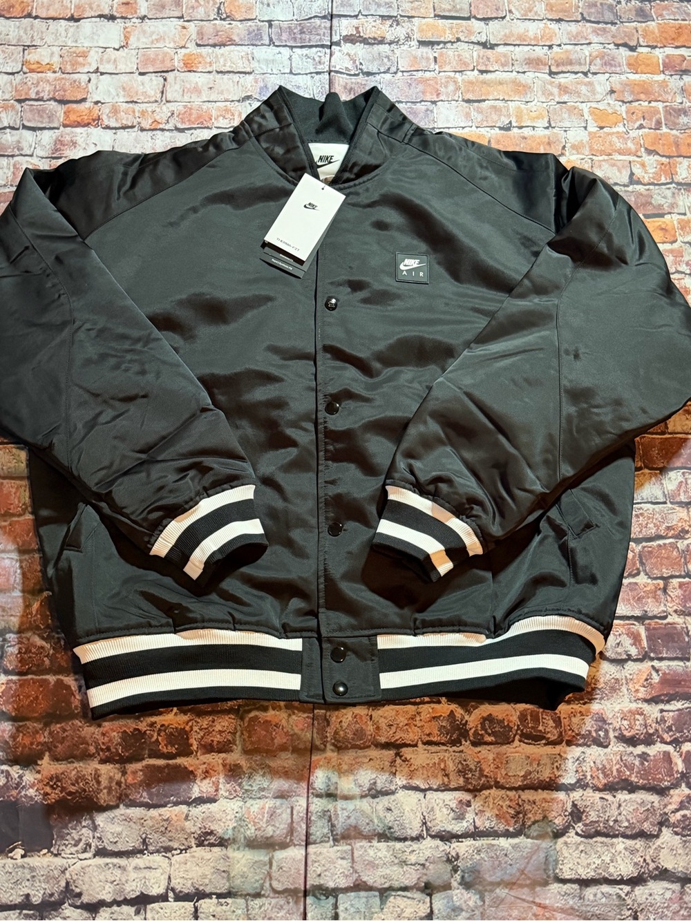 Nike Black Bomber Jacket with White Stripe Trim